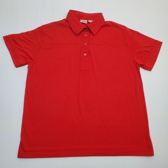 Vtg PICHET & POST Red Short Sleeve Shirt Button Womens Size XL - Picture 1 of 9